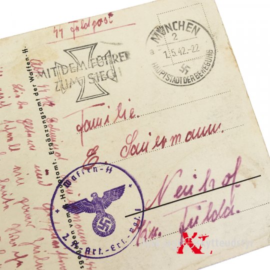 Leibstandarte SS AH - Udfyldt Postkort/Feltpost