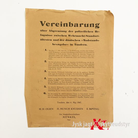 Tønder 6 Maj 1945 - Overenskomst