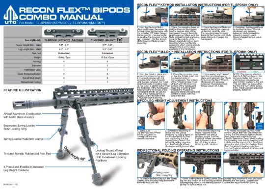 UTG Recon Flex KeyMod Bipod 