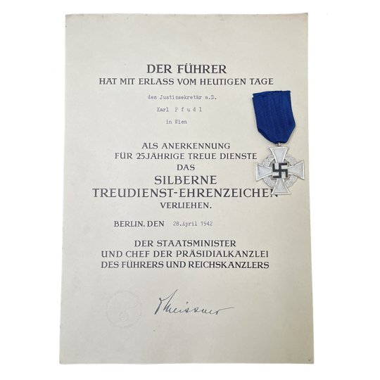 Dienstauszeichnung Justizsekretär - Treue Dienst Orden + Urkunden