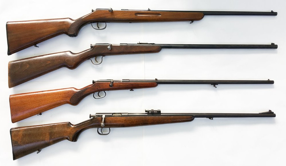 Lot af 4 ældre Salonrifler Cal. 22lr